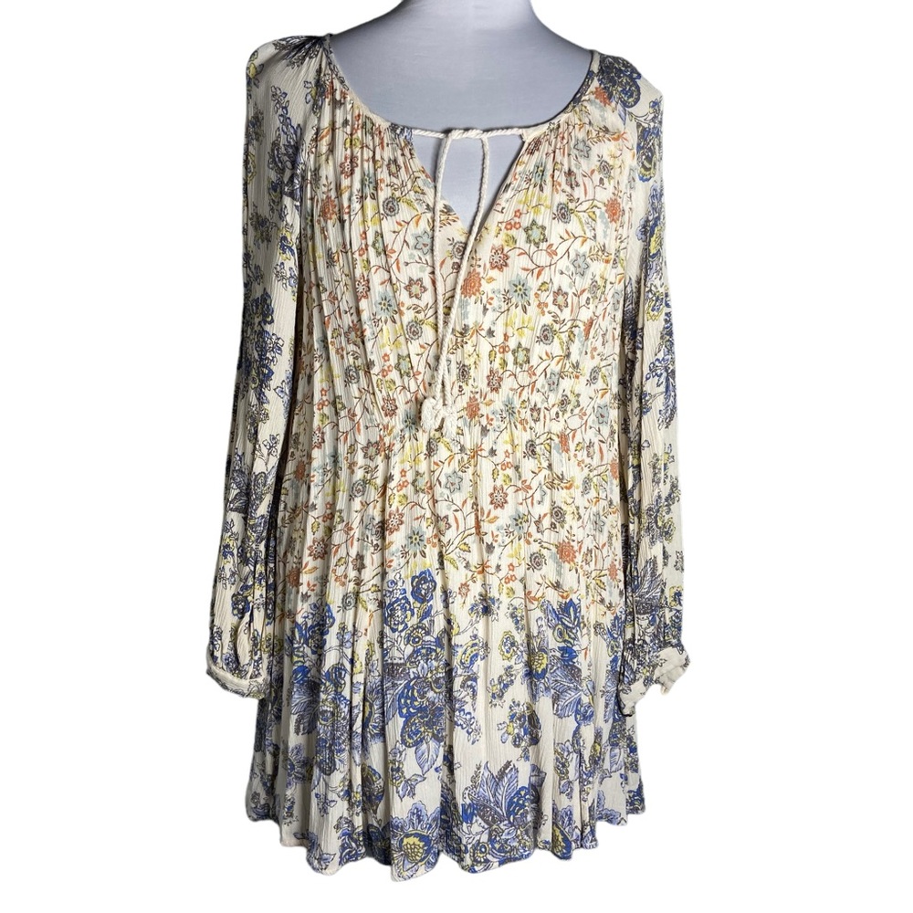 Free People Lucky Loosey Tie Neck Tunic Mini Dress Size Small